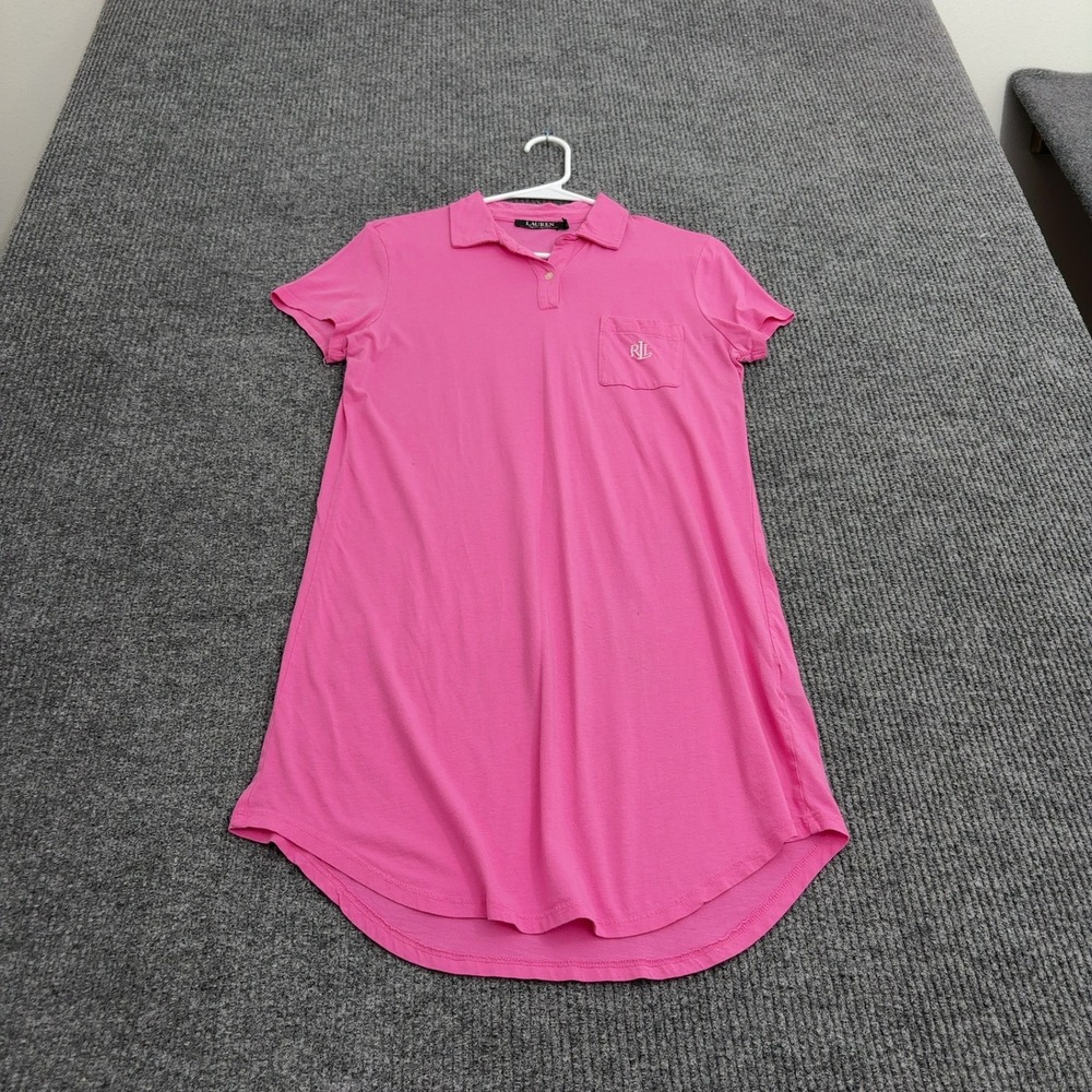 Lauren Ralph Lauren Polo Dress Womens S Pink Cotton Modal Pocket Casual Preppy